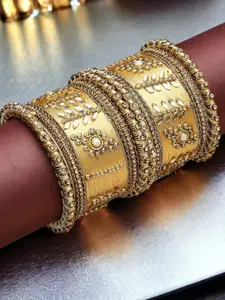 Anouk Set Of 10 Silk Thread & Kundan Studded Chuda Bangles