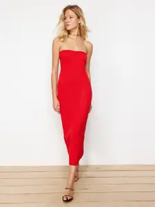 Trendyol Strapless Midi Sheath Dress