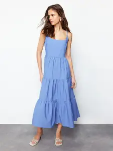 Trendyol Shoulder Straps Gathered Tiered Maxi Fit & Flare Dress