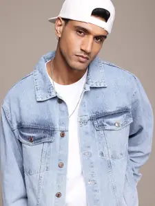 The Roadster Life Co. Oversized Fit Pure Cotton Denim Trucker Jacket