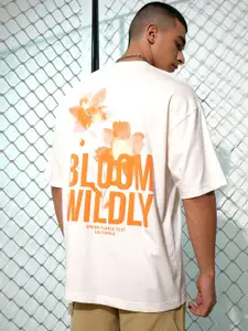 HIGHLANDER Men Round Neck Typography Printed Oversized T-shirt