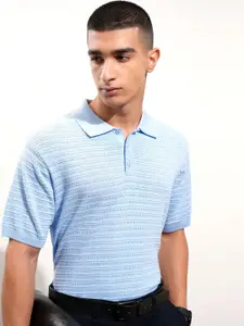 Highlander Men Knitted Textured Polo Neck T-shirt