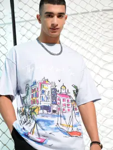 HIGHLANDER Men Graphic Printed Round Neck Oversized T-shirt
