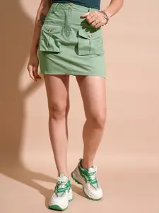 Tokyo Talkies Pure Cotton Straight Mini Cargo Skirt