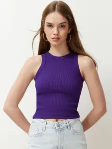 Trendyol Ribbed Round Neck Sleeveless Tank Crop Top