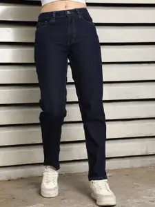 High Star Women Slim Mom Fit High-Rise Clean Look Stretchable Jeans