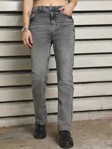 High Star Women Straight High-Rise Heavy Fade Jeans