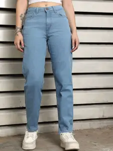 High Star Women Slim Mom Fit High-Rise Clean Look Stretchable Jeans