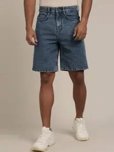 The Roadster Lifestyle Co. Men Blue Mid-Rise Cotton Denim Shorts