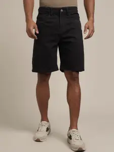 The Roadster Lifestyle Co. Men Black Mid-Rise Pure Cotton Denim Shorts