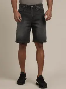 The Roadster Lifestyle Co. Men Black Mid-Rise Cotton Denim Shorts