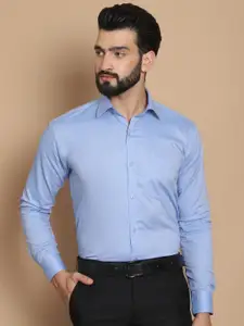 TAG 7 Straight Fit Spread Collar Long Sleeves Oxford Weave Pure Cotton Formal Shirt