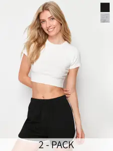 Trendyol Women Pack Of 2 Pure Cotton Lounge Shorts