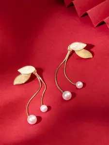 Yellow Chimes Gold Plated Contemporary Drop Earrings