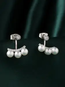 Yellow Chimes Silver-Plated Contemporary Studs Earrings