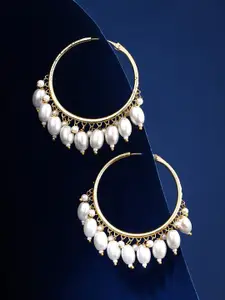 Yellow Chimes Gold-Plated Contemporary Hoop Earrings