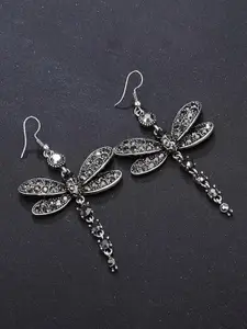 Yellow Chimes Butterfly Design Stone Studded Drop Earrings