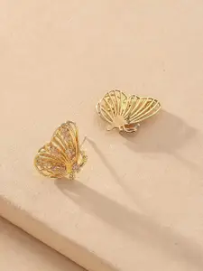 Yellow Chimes Gold Plated Butterfly Studs