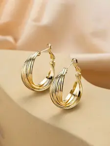 Yellow Chimes Gold-Plated Contemporary Hoop Earrings