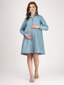 angloindu Denim Maternity Shirt Dress