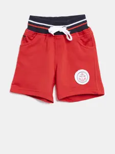 Palm Tree Boys Red Solid Regular Fit Shorts