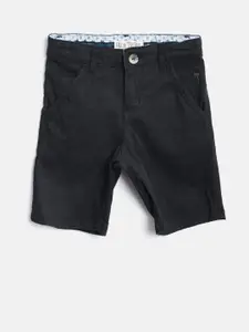 Palm Tree Boys Black Solid Regular Shorts