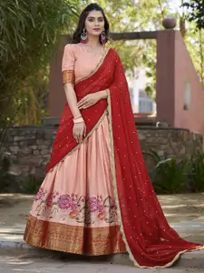 LOOKNBOOK ART Embroidered Semi Stitched Lehenga & Unstitched Blouse With Dupatta