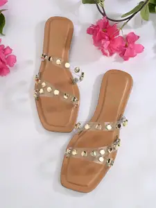 Zebba Embellished Open Toe Flats