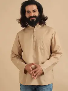 FILORI STUDIO Mandarin Collar Roll Up Sleeves Straight Short Kurta