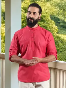 FILORI STUDIO Mandarin Collar Roll Up Sleeves Straight Short Kurta