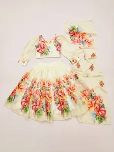BAESD Girls Printed Georgette Ready to Wear Lehenga & Blouse With Dupatta