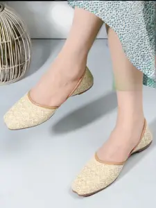 Anouk Beige Embellished Round Toe Mojaris