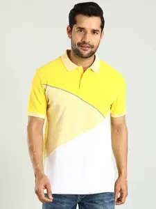 Indian Terrain Men Colourblocked Polo Collar Pure Cotton T-shirt