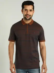 Indian Terrain Men Striped Polo Collar Cotton T-shirt