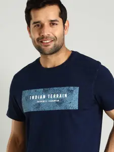 Indian Terrain Men Printed Round Neck Pure Cotton T-shirt