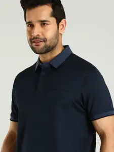 Indian Terrain Men Polo Collar Pockets Solid Cotton T-shirt