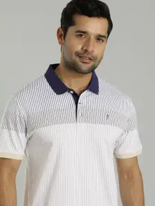 Indian Terrain Men Striped Polo Collar Pure Cotton T-shirt