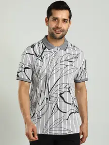 Indian Terrain Abstract Printed Polo Collar Cotton T-shirt