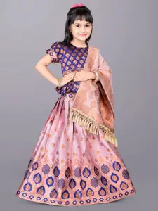BAESD Girls Jacquard Ready to Wear Lehenga & Blouse With Dupatta