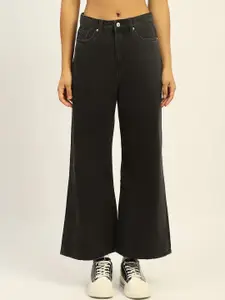 Madame Women Mid-Rise Clean Look Cropped Wide Leg Pure Cotton Casual Jeans