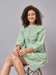 The Roadster Lifestyle Co Cotton Schiffli A-Line Dress