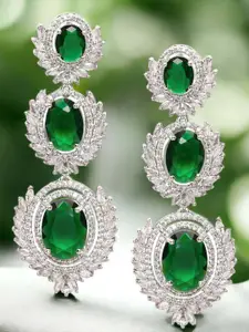 OOMPH American Diamond Studded Contemporary Drop Earrings