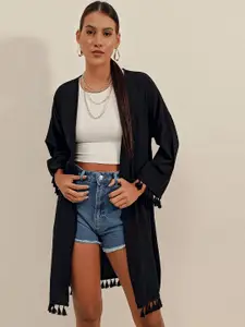 BIGDART Tasselled Longline Open Front Shrug