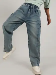 Campus Sutra Men Comfort Mid-Rise Clean Look Cotton Baggy Denim Jeans