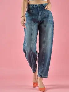 DressBerry Women Classic Tapered Fit High Rise Heavy Fade Pure Cotton Cropped Jeans