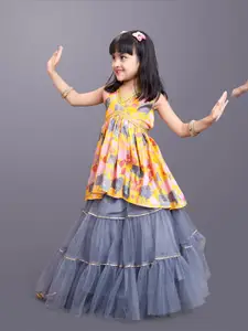 BAESD Girls Printed Pure Georgette Ready to Wear Lehenga & Blouse