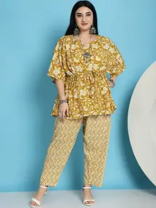 TAG 7 Floral Cotton Printed Kaftan Top With  Trousers Co-Ords