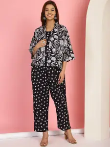 TAG 7 Printed Pure Cotton Top Shrug With Trousers Co-Ords