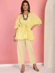 TAG 7 Printed Pure Cotton Kaftan Top With Trousers Co-Ords