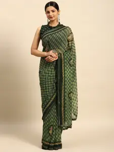 Ishin Paisley Beads and Stones Poly Georgette Saree